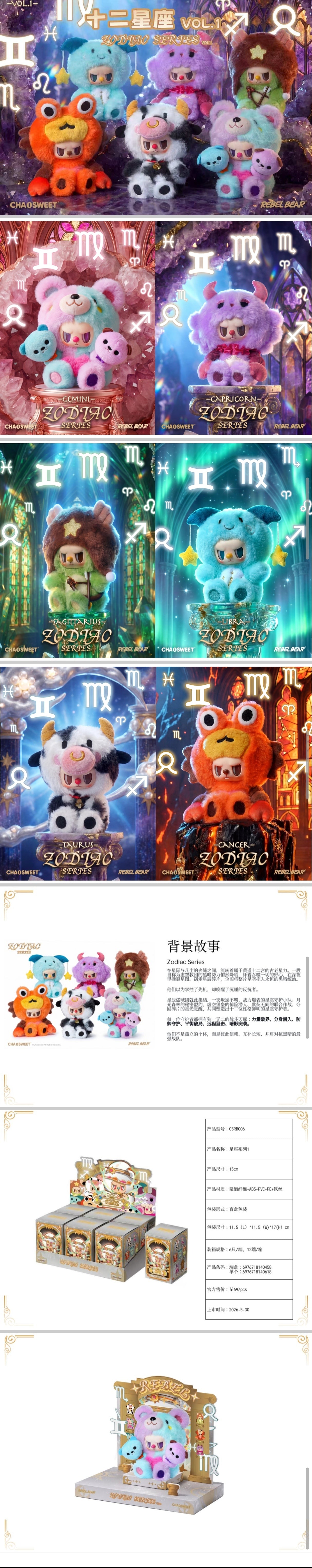CHAOSWEET Rebel Bear Zodiac Signs V1 Blind Box1